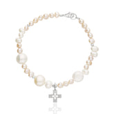 Pulsera Mujer Plata 925 Religioso Cruz Perlas Anamora por Tanya Moss - Tanya Moss